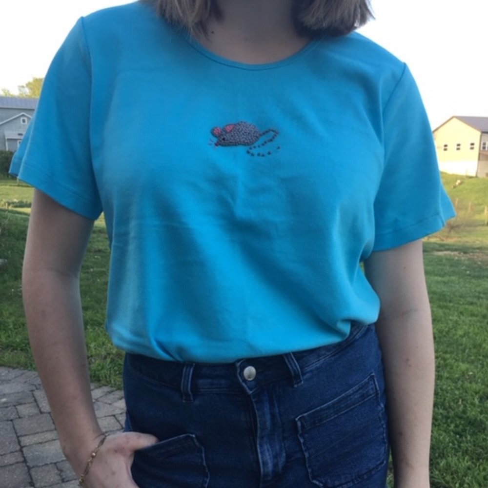 Embroidered Mouse Tee